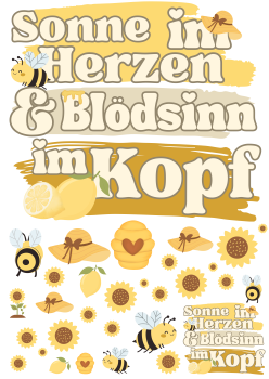 Bügelbild Sonne im Herzen und Blödsinn im Kopf